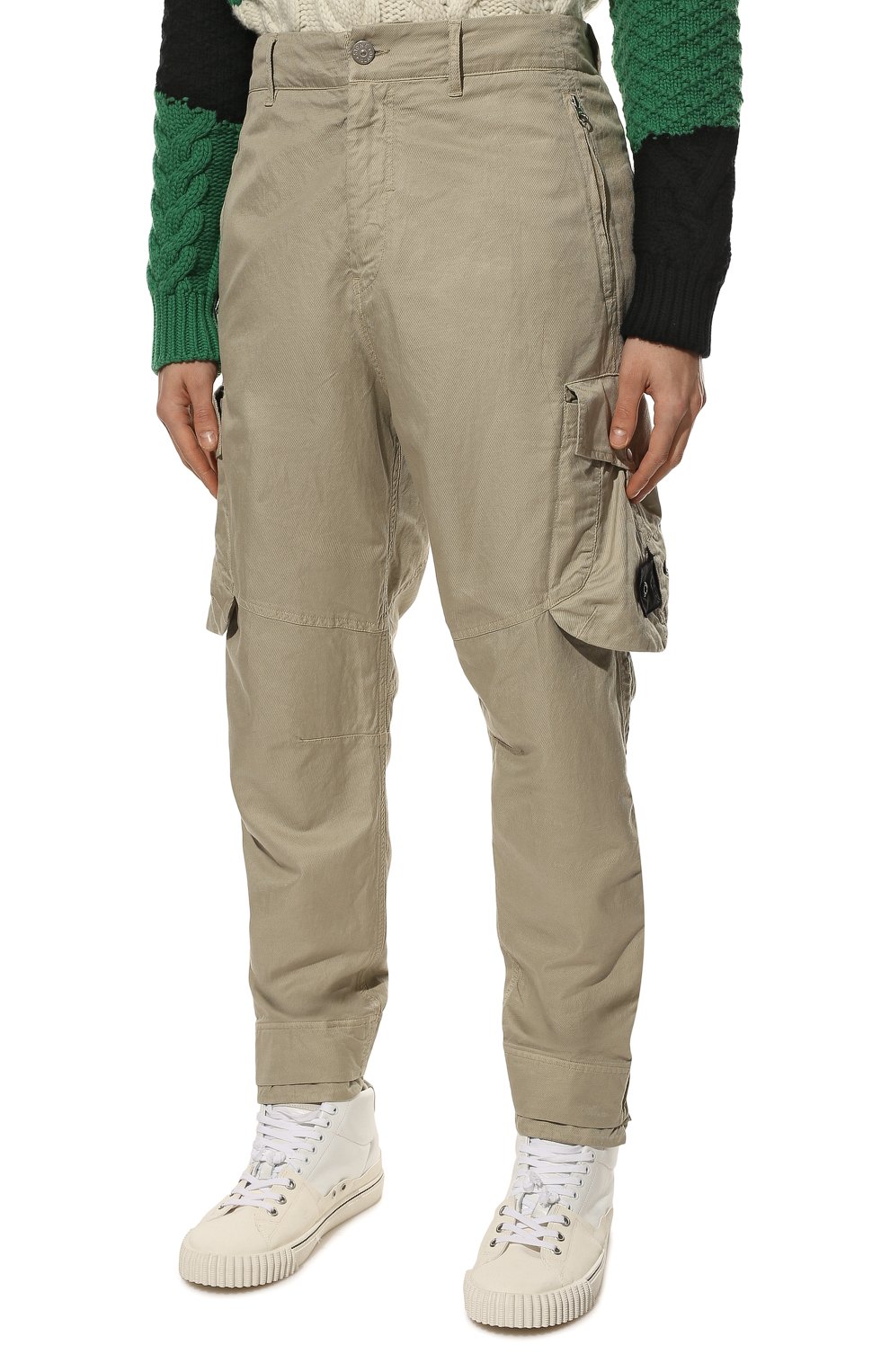 Брюки-карго из хлопка и льна STONE ISLAND, арт. 761930318, фото 3