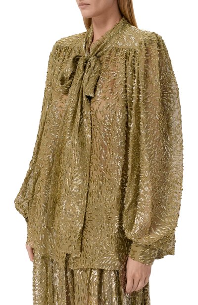 Шелковая блузка ELIE SAAB хаки цвета по цене 457000 руб., арт. T0401NP26/FC001, фото 3 Шелковая блузка ELIE SAAB, арт. T0401NP26/FC001, фото 3