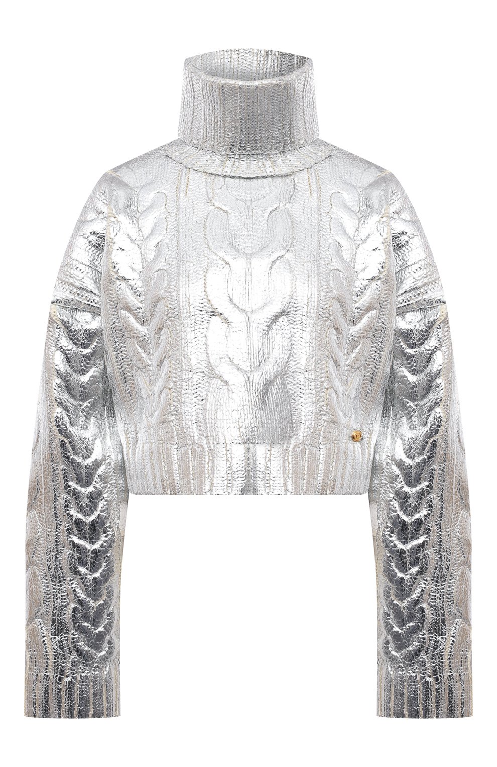 Свитер из шерсти и лиоцелла BALMAIN серебряного цвета по цене 178500 руб., арт. WF0KI000/K313, фото 1 Свитер из шерсти и лиоцелла BALMAIN, арт. WF0KI000/K313, фото 1