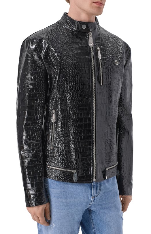 Кожаная куртка Philipp Plein SAFC MLB2035 PLE010N Чёрный  SAFC MLB2035 PLE010N Фото 3