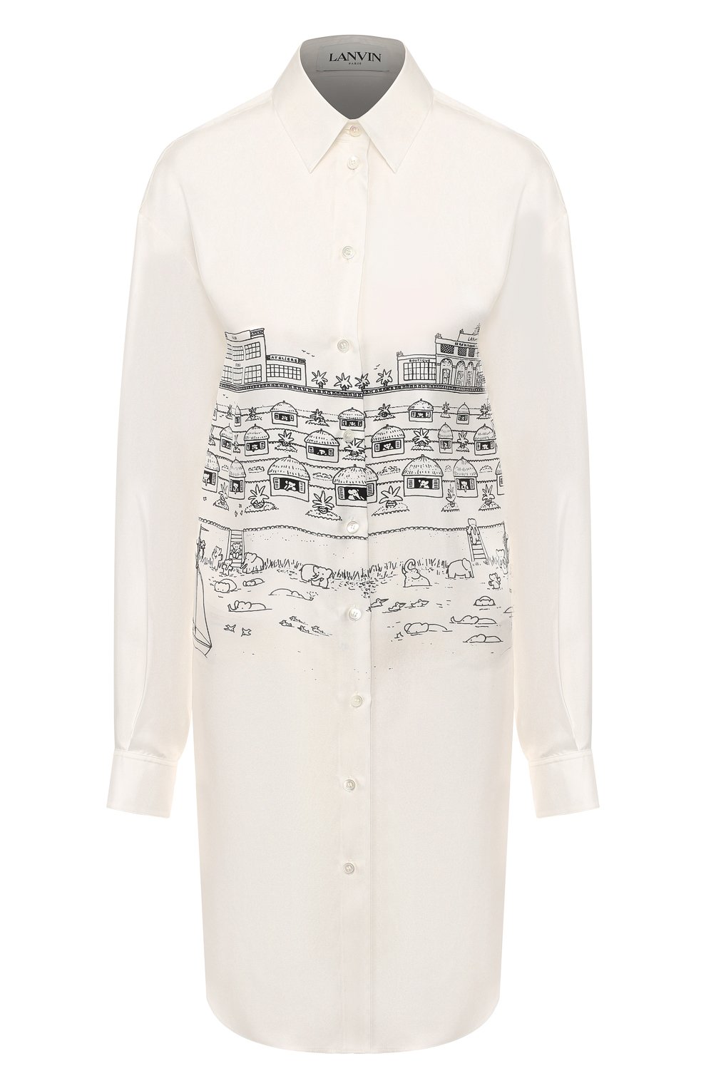 Шелковое платье LANVIN черно-белого цвета по цене 129500 руб., арт. RW-DR301I-4434-P20, фото 1 Шелковое платье LANVIN, арт. RW-DR301I-4434-P20, фото 1