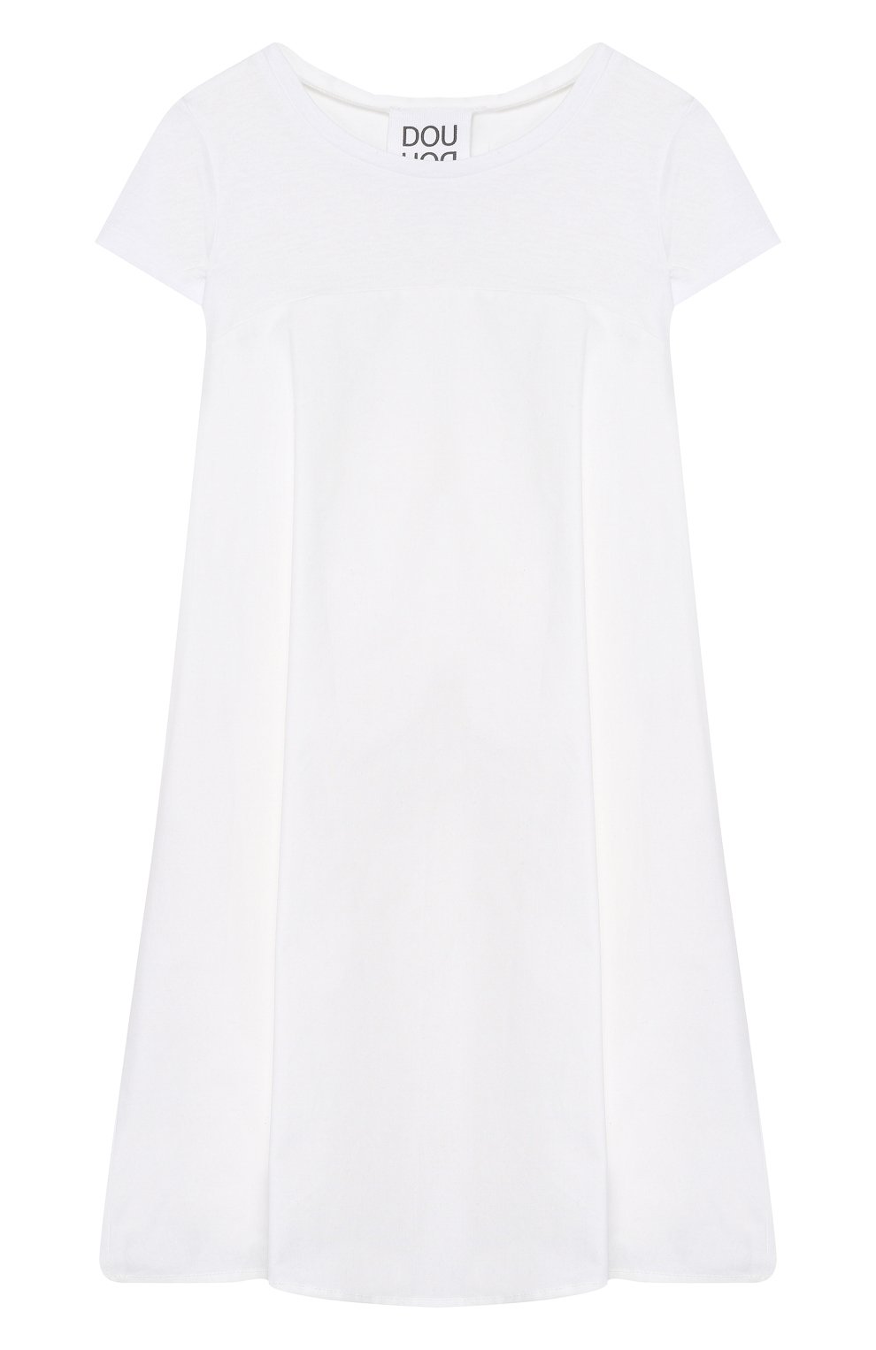 Хлопковое платье DOUUOD белого цвета по цене 16500 руб., арт. 20E/U/JR/AB22/1140/10A-14A, фото 1 Хлопковое платье DOUUOD, арт. 20E/U/JR/AB22/1140/10A-14A, фото 1