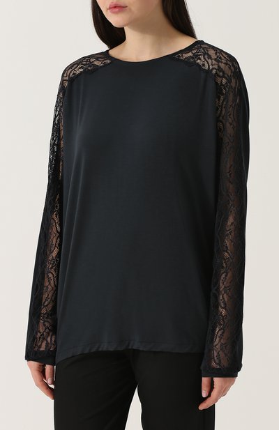 Лонгслив с круглым вырезом и кружевной вставкой ZIMMERLI, арт. 762-3954, фото 3
