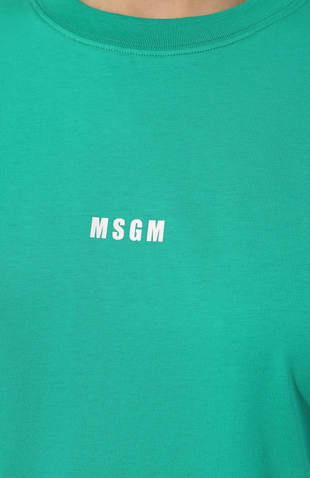 Хлопковая футболка MSGM зеленого цвета по цене 12300 руб., арт. 3541MDM500/237798, фото 5 Хлопковая футболка MSGM, арт. 3541MDM500/237798, фото 5