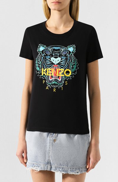 Хлопковая футболка KENZO черного цвета по цене 10900 руб., арт. FA52TS7214YB, фото 3 Хлопковая футболка KENZO, арт. FA52TS7214YB, фото 3