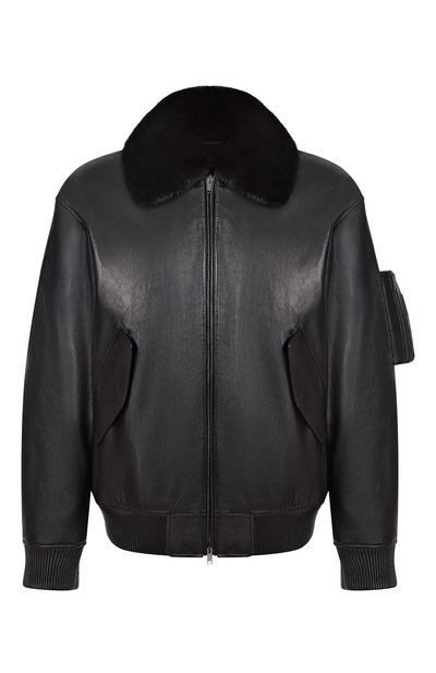 Мужской кожаный бомбер с подкладкой из норки MVST, арт. M25.1PM.0004/BIG SIZE/PL0NGE