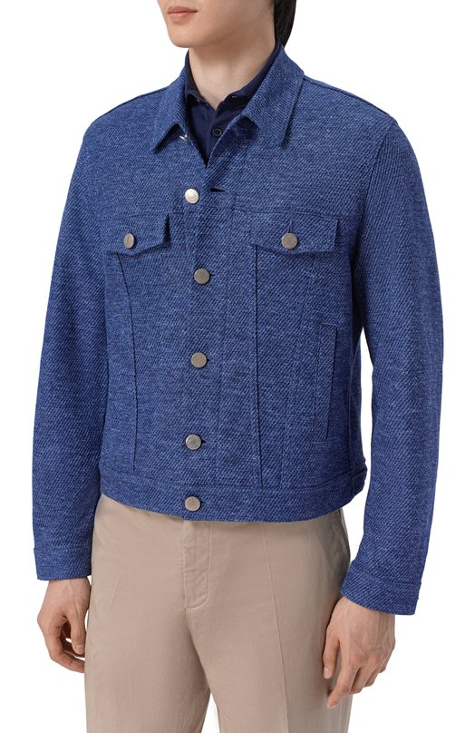 Куртка изо льна и хлопка Jacob Cohen JUM_H0076 082 M4558 RW Синий  JUM_H0076 082 M4558 RW Фото 3