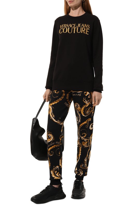 Хлопковый свитшот Versace Jeans Couture 77HAIT06/CF01T Чёрный  77HAIT06/CF01T Фото 2