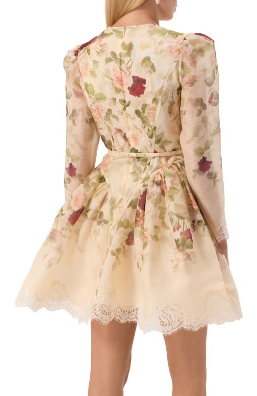 Платье изо льна и шелка Zimmermann 5241DF251 Кремовый  5241DF251 Фото 3