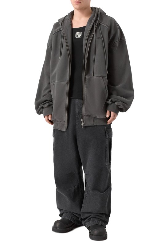 Хлопковая майка VETEMENTS ME76TT159B/1202 RIB Чёрный  ME76TT159B/1202 RIB Фото 2