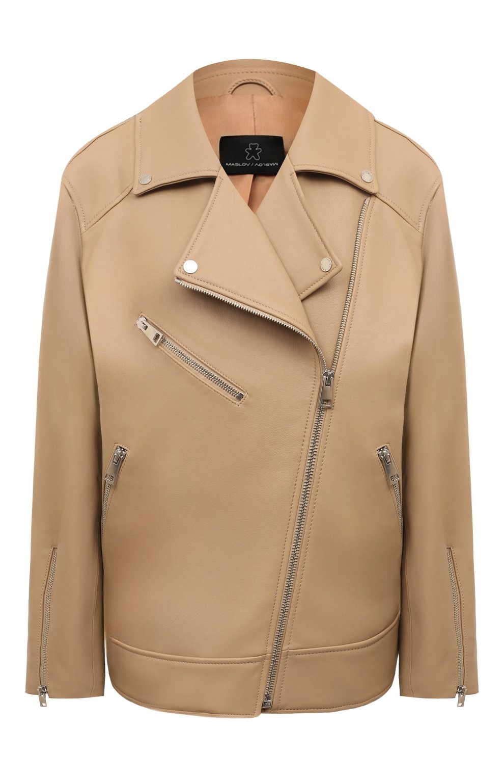 Кожаная куртка MASLOV бежевого цвета по цене 127600 руб., арт. SMW101, фото 1 Кожаная куртка MASLOV, арт. SMW101, фото 1