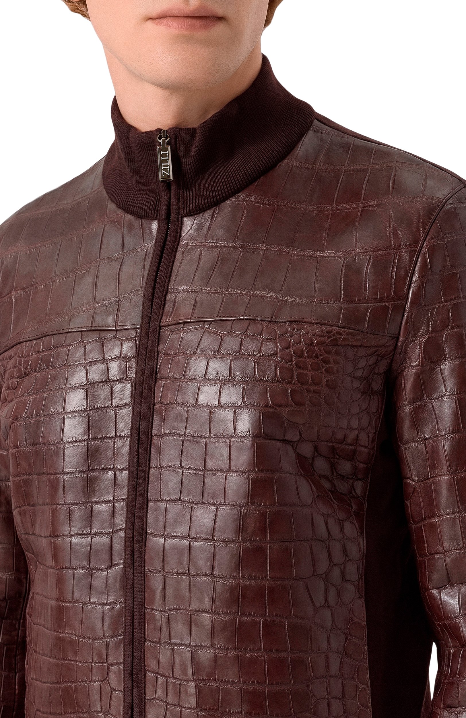 Кардиган с отделкой из кожи крокодила ZILLI, арт. KZMC01M0340VCRB00, фото 5