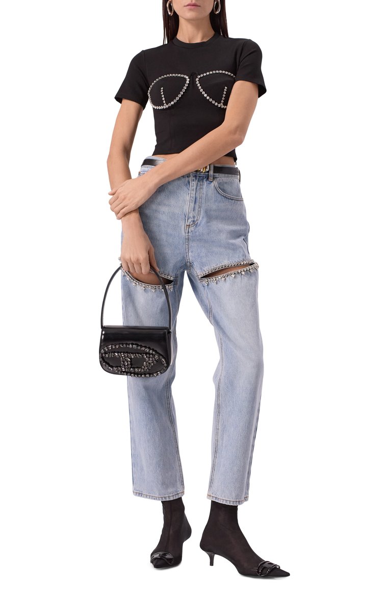 Женская сумка 1dr DIESEL черного цвета, арт. X08396/P8036 | Фото 7 (Материал: Натуральная кожа; Размер: mini; Ремень/цепочка: На ремешке)