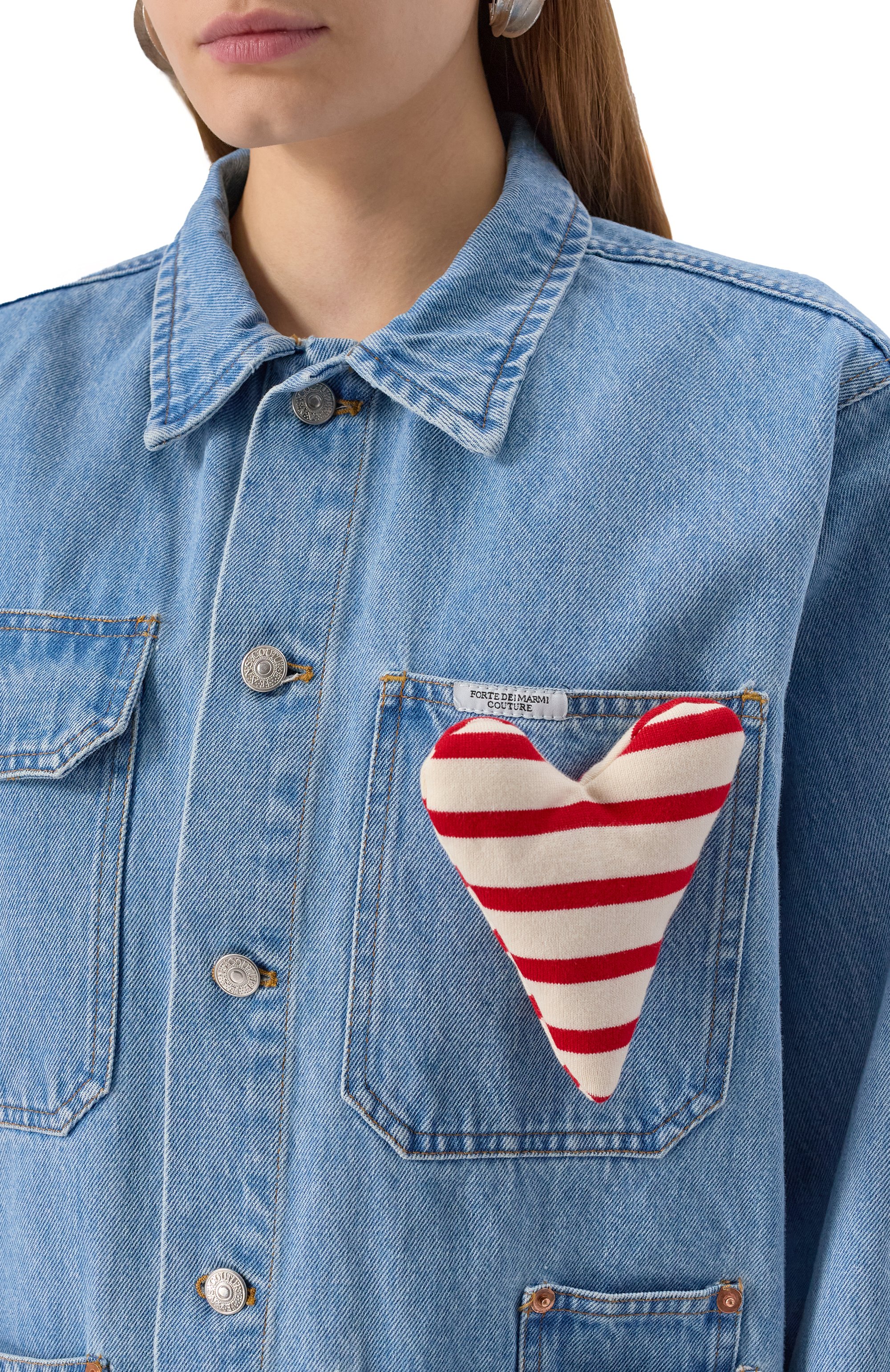 Джинсовая куртка FORTE DEI MARMI COUTURE голубого цвета по цене 51150 руб., арт. 25SF5366, фото 5 Джинсовая куртка FORTE DEI MARMI COUTURE, арт. 25SF5366, фото 5