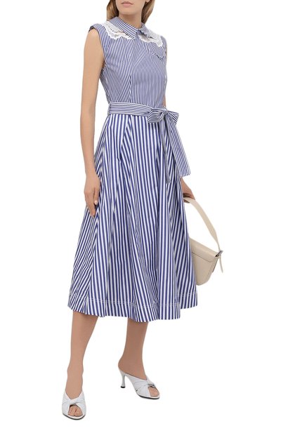 Хлопковое платье SELF-PORTRAIT голубого цвета по цене 49950 руб., арт. SS21-045MS, фото 2 Хлопковое платье SELF-PORTRAIT, арт. SS21-045MS, фото 2