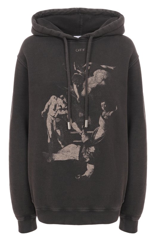 Хлопковое худи Off-White 0WBB035S25FLE004070B Серый 0WBB035S25FLE004070B