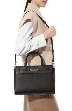 Женская сумка satchel MICHAEL MICHAEL KORS черного цвета, арт. 30S4G12S2P | Фото 2 (Размер: medium; Материал сплава: Проставлено; Ремень/цепочка: На ремешке; Драгоценные камни: Проставлено; Материал: Экокожа)