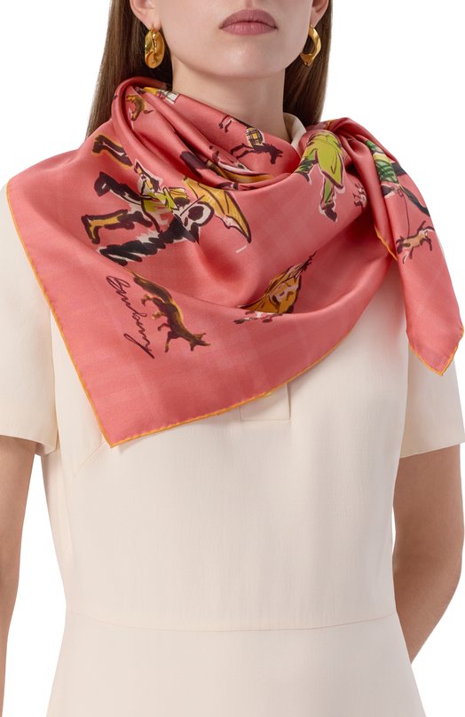 Шелковый платок Burberry 8113001 Розовый  8113001 Фото 2