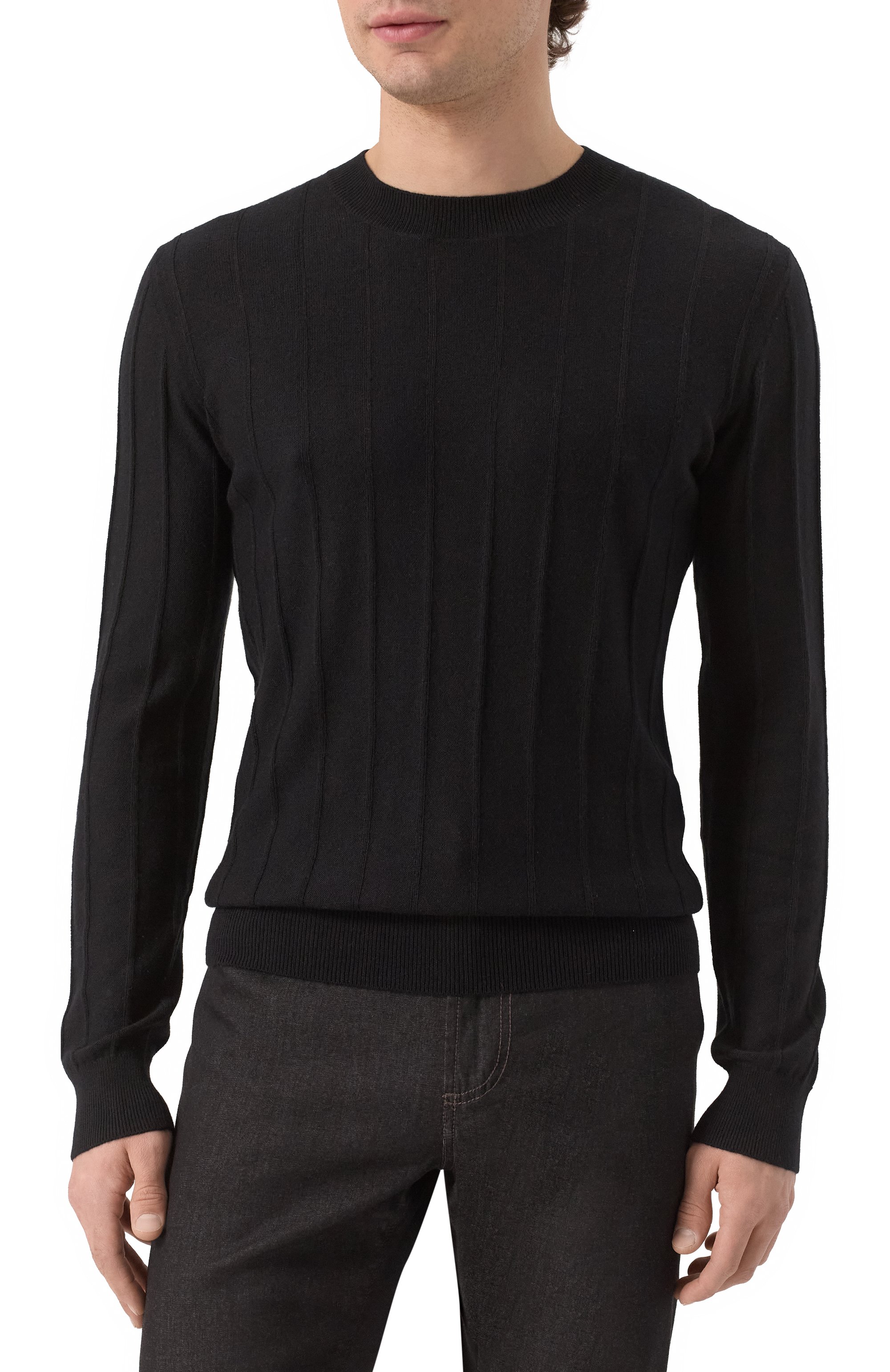 Джемпер из кашемира и шелка JACOB LEE черного цвета по цене 64570 руб., арт. MKS039SS25B, фото 3 Джемпер из кашемира и шелка JACOB LEE, арт. MKS039SS25B, фото 3