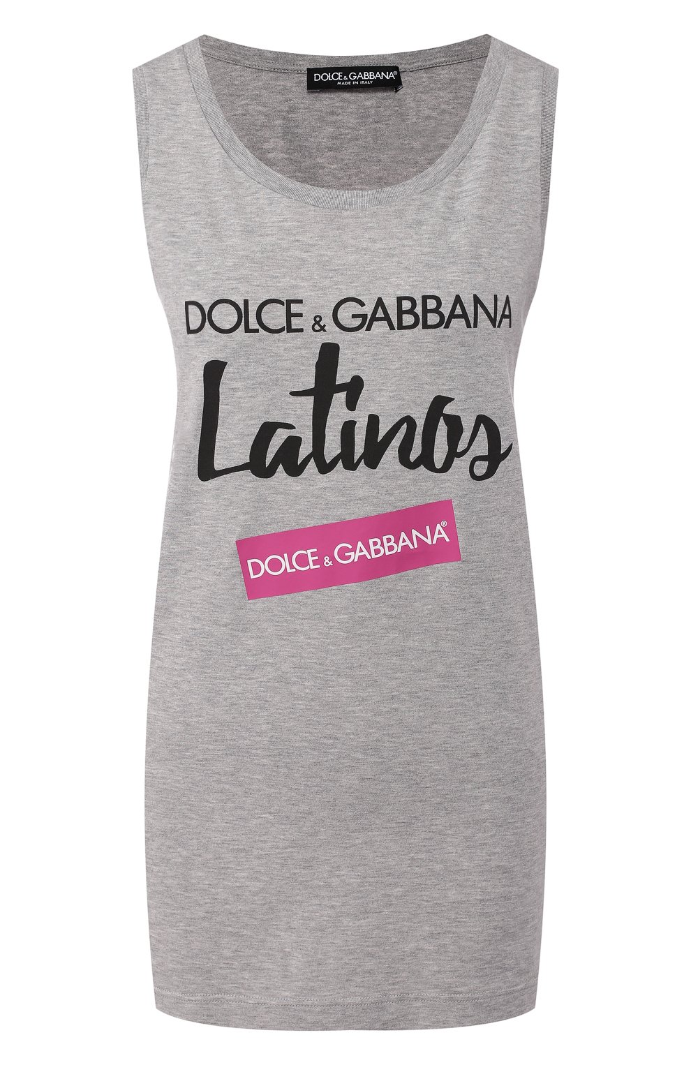 Хлопковая майка DOLCE & GABBANA серого цвета по цене 39950 руб., арт. F8K75Z/HH7MI, фото 1 Хлопковая майка DOLCE & GABBANA, арт. F8K75Z/HH7MI, фото 1