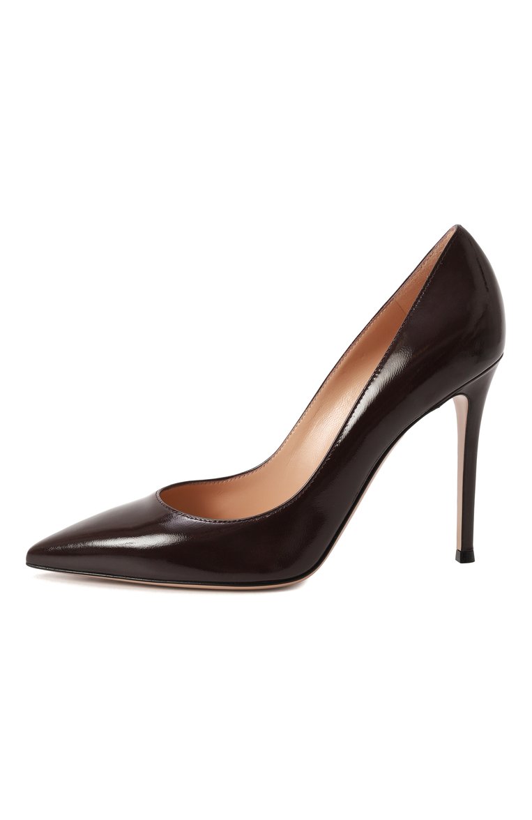 Женские кожаные туфли gianvito 105 GIANVITO ROSSI темно-бордового цвета, арт. G28470.15RIC.NUIB0UR | Фото 4 (Подошва: Плоская; Материал внешний: Натуральная кожа; Драгоценные камни: Проставлено; Каблук высота: Высокий; Материал внутренний: Натуральная кожа; Материал сплава: Проставлено; Каблук тип: Шпилька)