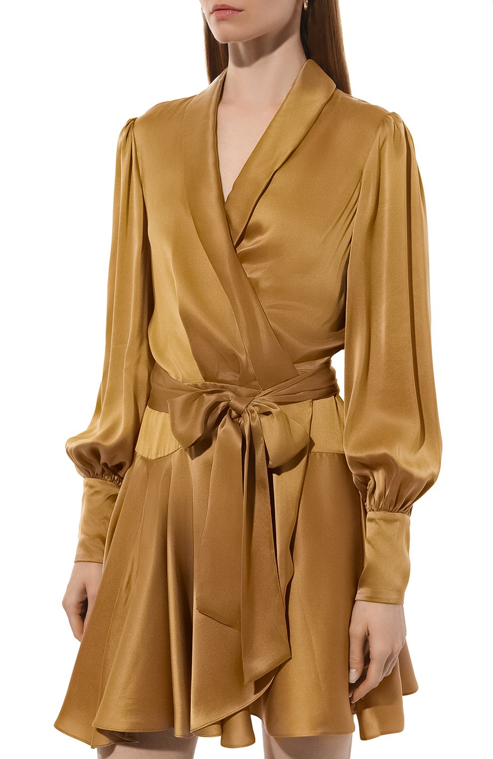 Атласное платье ZIMMERMANN золотого цвета по цене 106500 руб., арт. 8067DRS24, фото 3 Атласное платье ZIMMERMANN, арт. 8067DRS24, фото 3