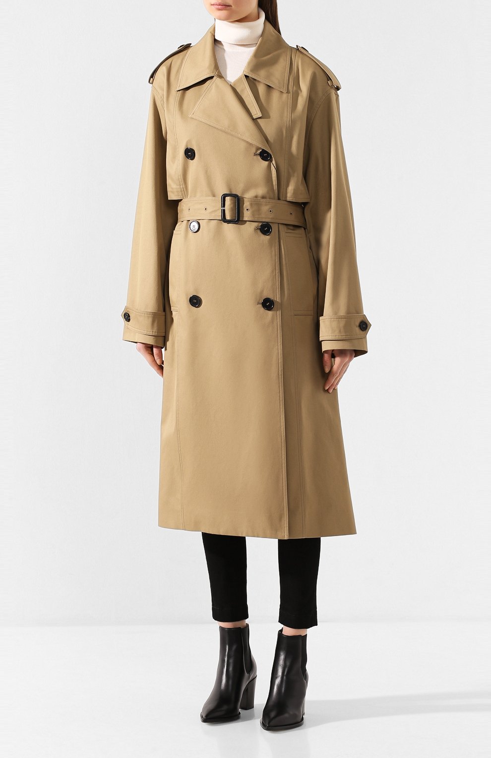 Хлопковый тренч SAINT LAURENT бежевого цвета по цене 331500 руб., арт. 613224/Y3A99, фото 3 Хлопковый тренч SAINT LAURENT, арт. 613224/Y3A99, фото 3