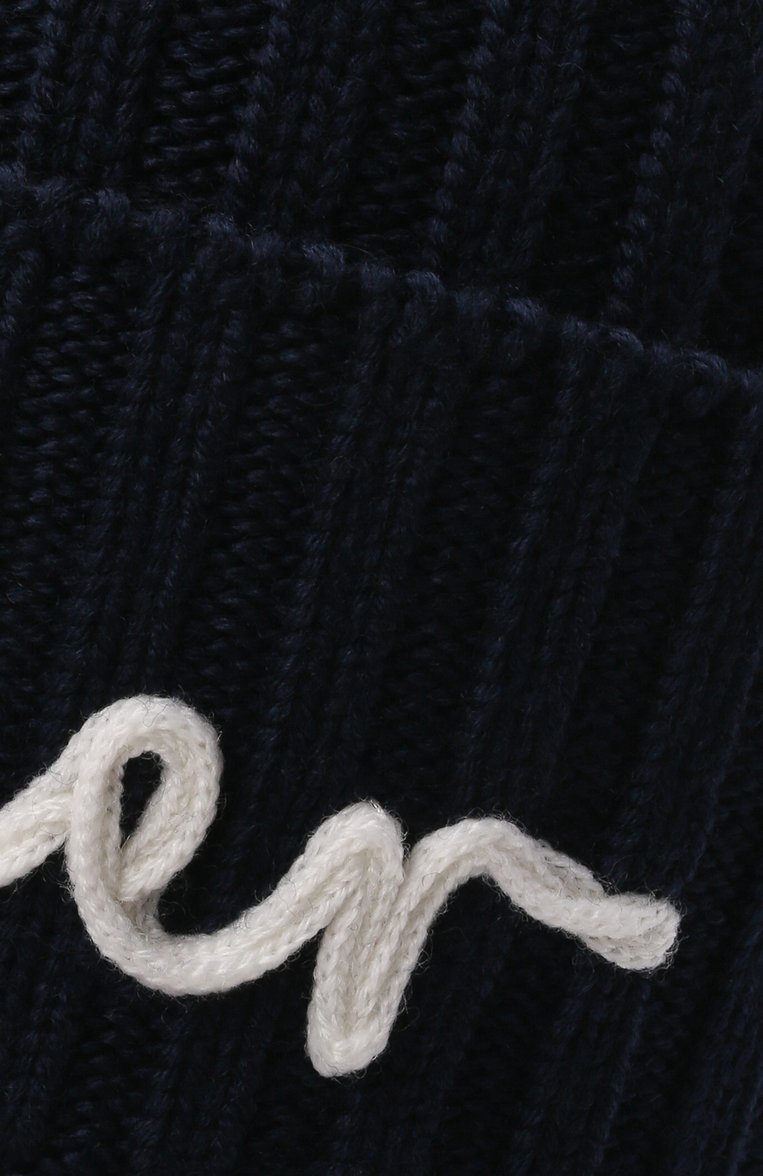 Детского шерстяная шапка MONCLER темно-синего цвета, арт. G2-954-9Z749-20-M1131 | Фото 3 (Материал: Шерсть, Текстиль; Материал сплава: Проставлено; Региональные ограничения белый список (Axapta Mercury): Не проставлено; Нос: Не проставлено)