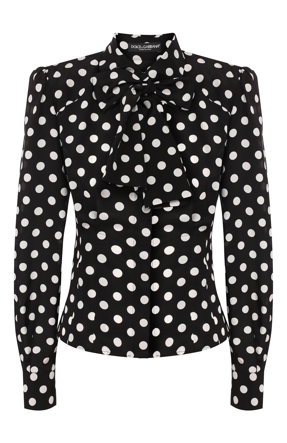 Шелковая блузка DOLCE & GABBANA черно-белого цвета по цене 109000 руб., арт. F5L53T/FS14M, фото 1 Шелковая блузка DOLCE & GABBANA, арт. F5L53T/FS14M, фото 1