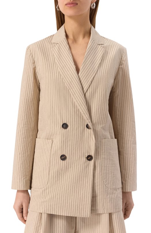 Хлопковый жакет Brunello Cucinelli MH7822468P Бежевый  MH7822468P Фото 3