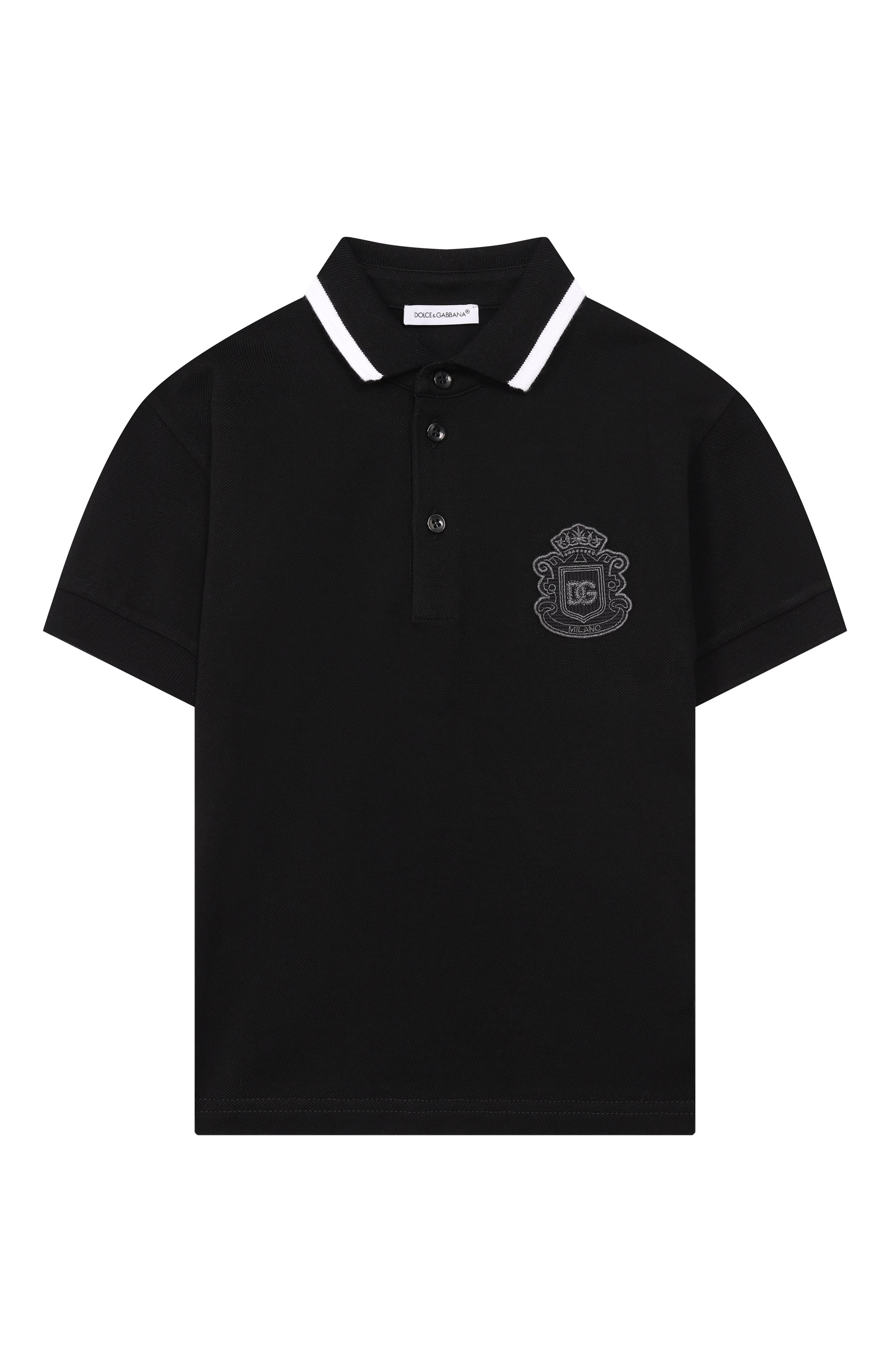 Хлопковое поло DOLCE & GABBANA черного цвета по цене 27250 руб., арт. L4JT8V/G7P1Q, фото 1 Хлопковое поло DOLCE & GABBANA, арт. L4JT8V/G7P1Q, фото 1