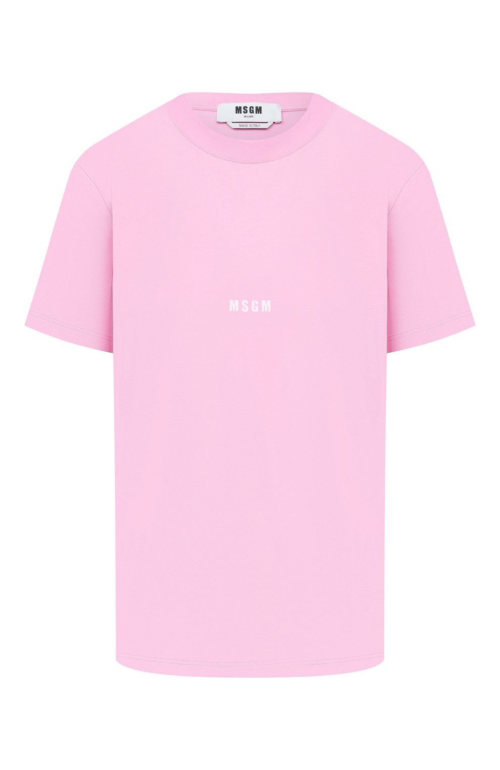 Хлопковая футболка MSGM светло-розового цвета по цене 9300 руб., арт. 2942MDM100 207998, фото 1 Хлопковая футболка MSGM, арт. 2942MDM100 207998, фото 1