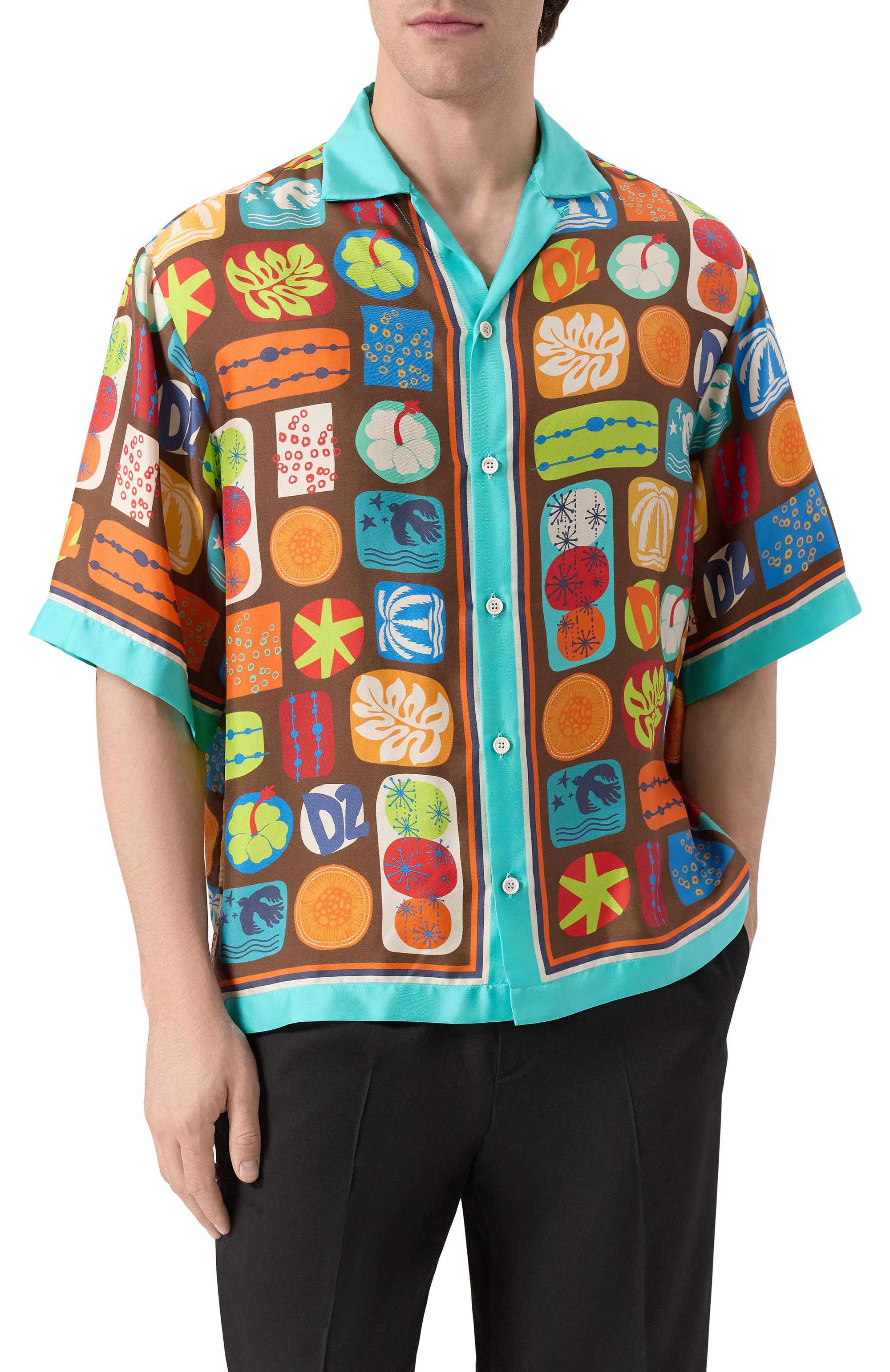 Шелковая рубашка DSQUARED2 разноцветного цвета по цене 107500 руб., арт. S78DM0042/D35292, фото 3 Шелковая рубашка DSQUARED2, арт. S78DM0042/D35292, фото 3