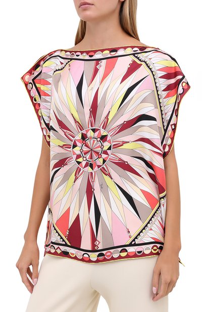 Шелковый топ EMILIO PUCCI розового цвета по цене 37750 руб., арт. 0RWM70/0R826, фото 3 Шелковый топ EMILIO PUCCI, арт. 0RWM70/0R826, фото 3