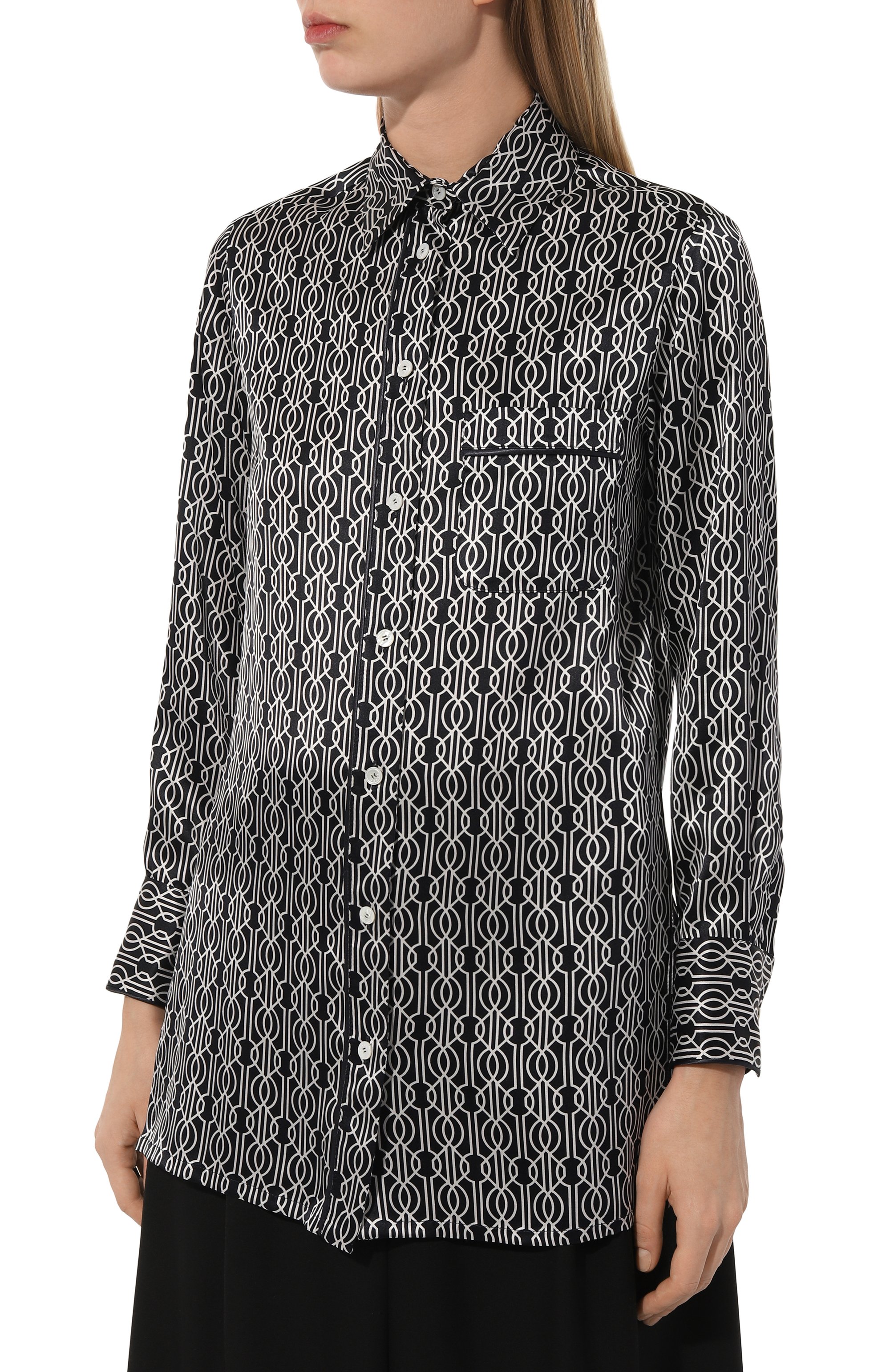 Атласная блузка KITON темно-синего цвета по цене 125000 руб., арт. D57445K0978C, фото 3 Атласная блузка KITON, арт. D57445K0978C, фото 3