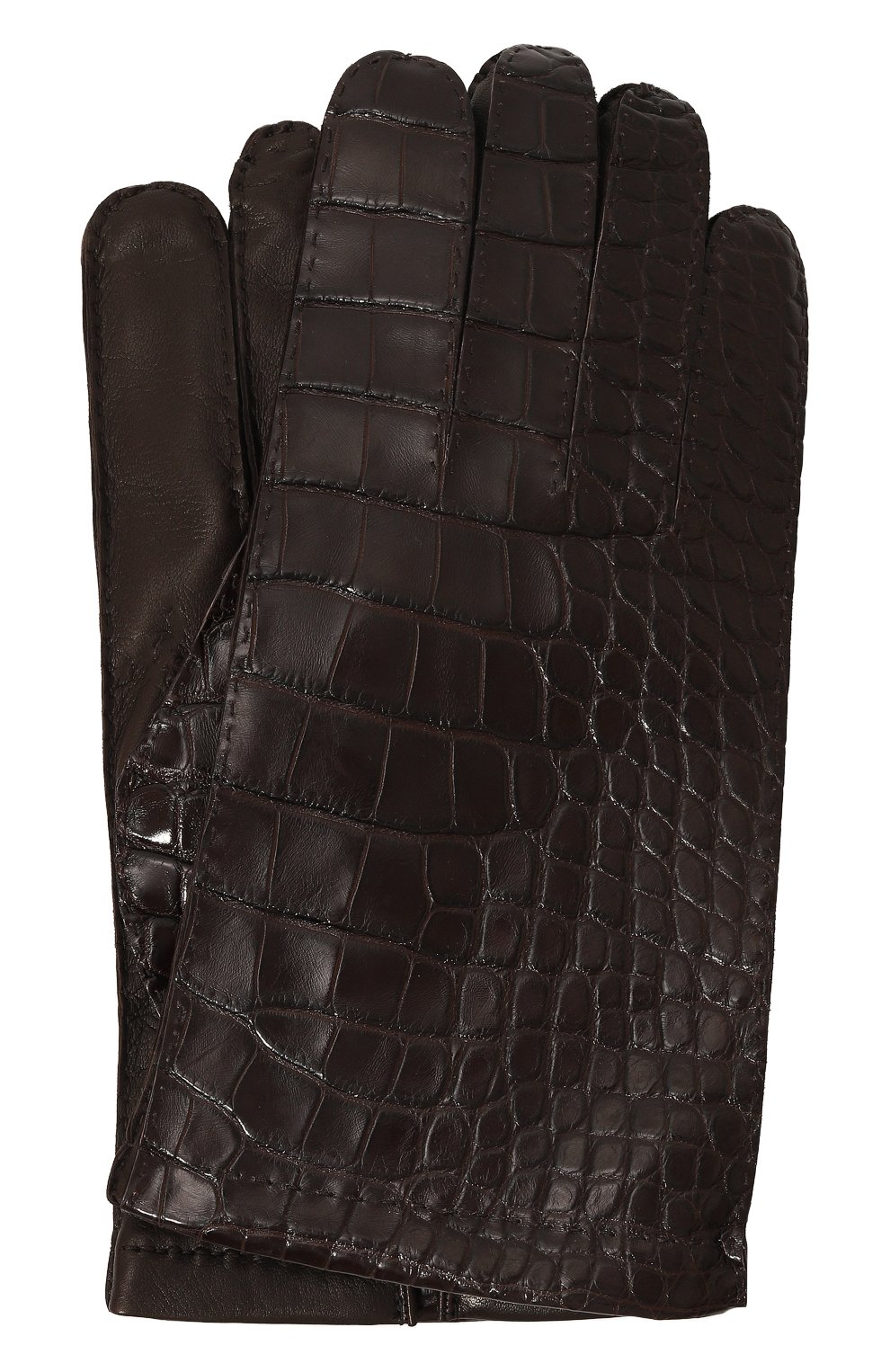Перчатки из кожи аллигатора PRADA темно-коричневого цвета по цене 240000 руб., арт. 2GG005-ULC-F0038, фото 1 Перчатки из кожи аллигатора PRADA, арт. 2GG005-ULC-F0038, фото 1
