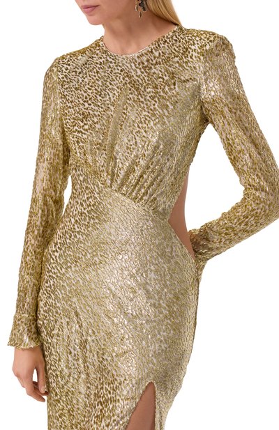 Платье SELF-PORTRAIT золотого цвета по цене 115000 руб., арт. PF25060XAGD, фото 5 Платье SELF-PORTRAIT, арт. PF25060XAGD, фото 5