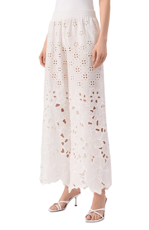 Хлопковые брюки Ermanno Scervino D484P603QYD Белый  D484P603QYD Фото 3