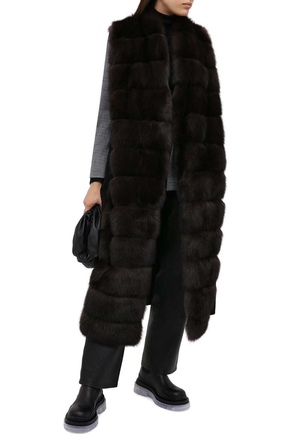 Жилет с меховой отделкой MANZONI24, арт. 20M769-ZDB1/EXTRADARK/BLACK/48-52, фото 3