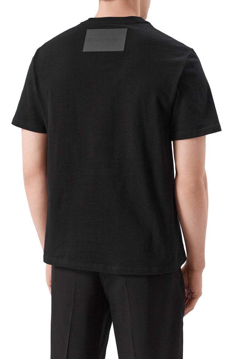 Мужская хлопковая футболка JIL SANDER черного цвета, арт. J47GC0153/J20103 | Фото 4 (Рукава: Короткие; Длина (для топов): Стандартные; Материал сплава: Проставлено; Драгоценные камни: Проставлено; Принт: Без принта; Стили: Минимализм; Материал внешний: Хлопок; Мужское Кросс-КТ: Футболка-одежда; Кросс-КТ: Джерси)