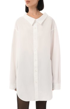 Женская хлопковая рубашка BALENCIAGA белого цвета, арт. 809072/TNM60 | Фото 3 (Длина (для топов): Стандартные; Рукава: Длинные; Драгоценные камни: Проставлено; Материал сплава: Проставлено; Материал внешний: Хлопок; Женское Кросс-КТ: Рубашка-одежда; Стили: Кэжуэл; Принт: Без принта)