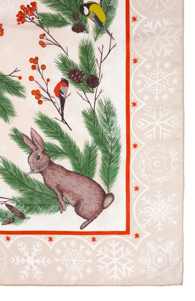 Шелковая шаль зимний лес GOURJI кремового цвета по цене 22980 руб., арт. 91133437/61108, фото 4 Шелковая шаль зимний лес GOURJI, арт. 91133437/61108, фото 4