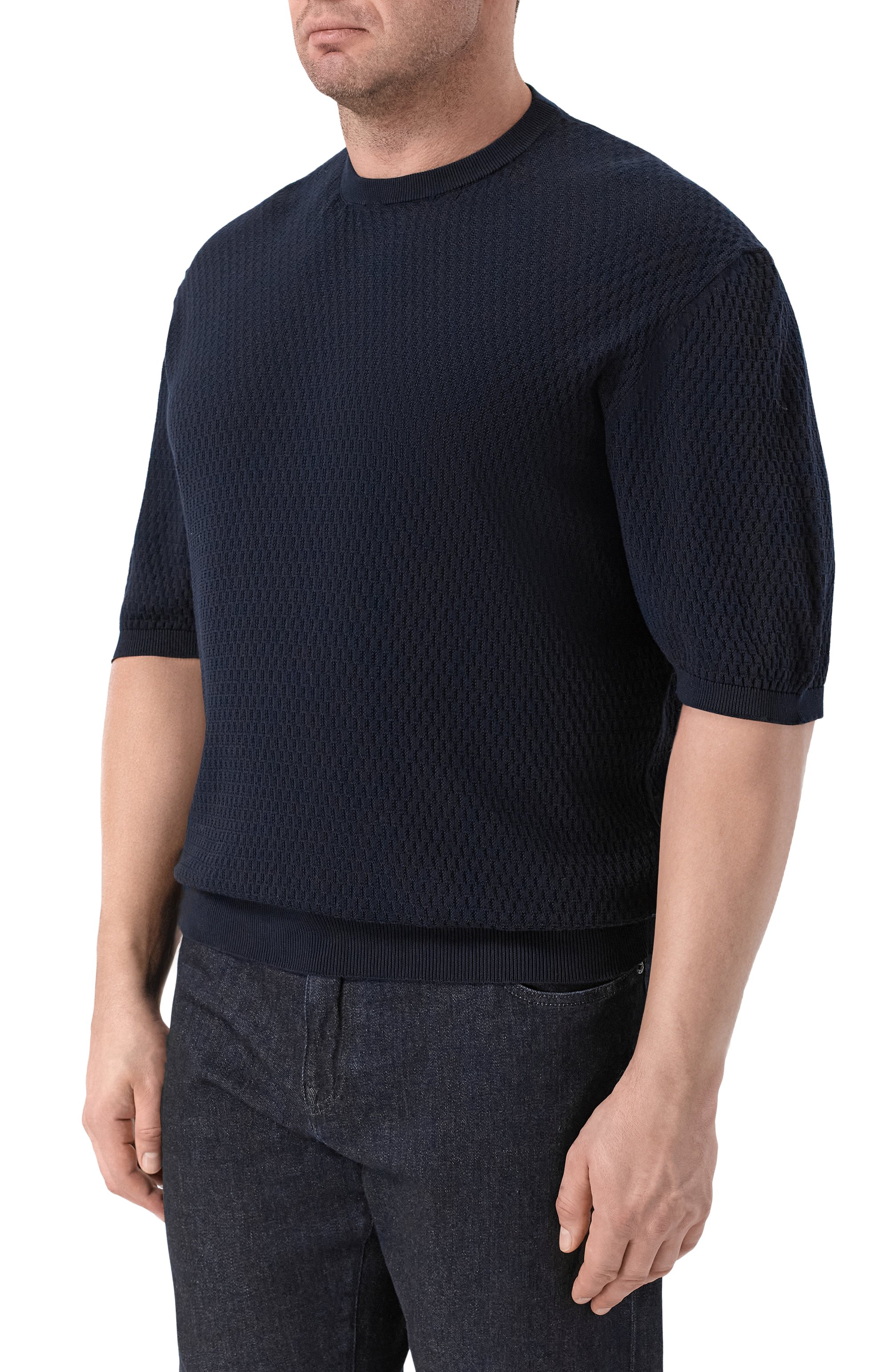 Хлопковый джемпер CORTIGIANI темно-синего цвета по цене 79950 руб., арт. 4AS120, фото 3 Хлопковый джемпер CORTIGIANI, арт. 4AS120, фото 3