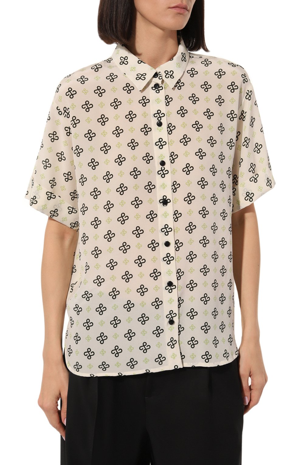 Шелковая рубашка AND THE BRAND кремового цвета по цене 47320 руб., арт. BL001-7003-15Z-S23, фото 3 Шелковая рубашка AND THE BRAND, арт. BL001-7003-15Z-S23, фото 3