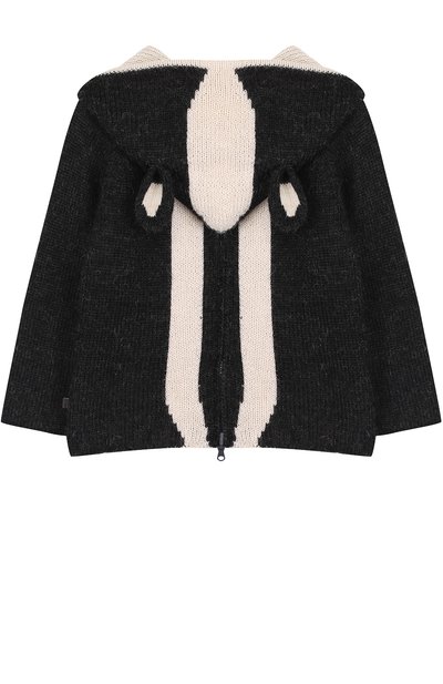 Шерстяная толстовка OEUF темно-серого цвета по цене 17850 руб., арт. K103171619/2Y, фото 2 Шерстяная толстовка OEUF, арт. K103171619/2Y, фото 2