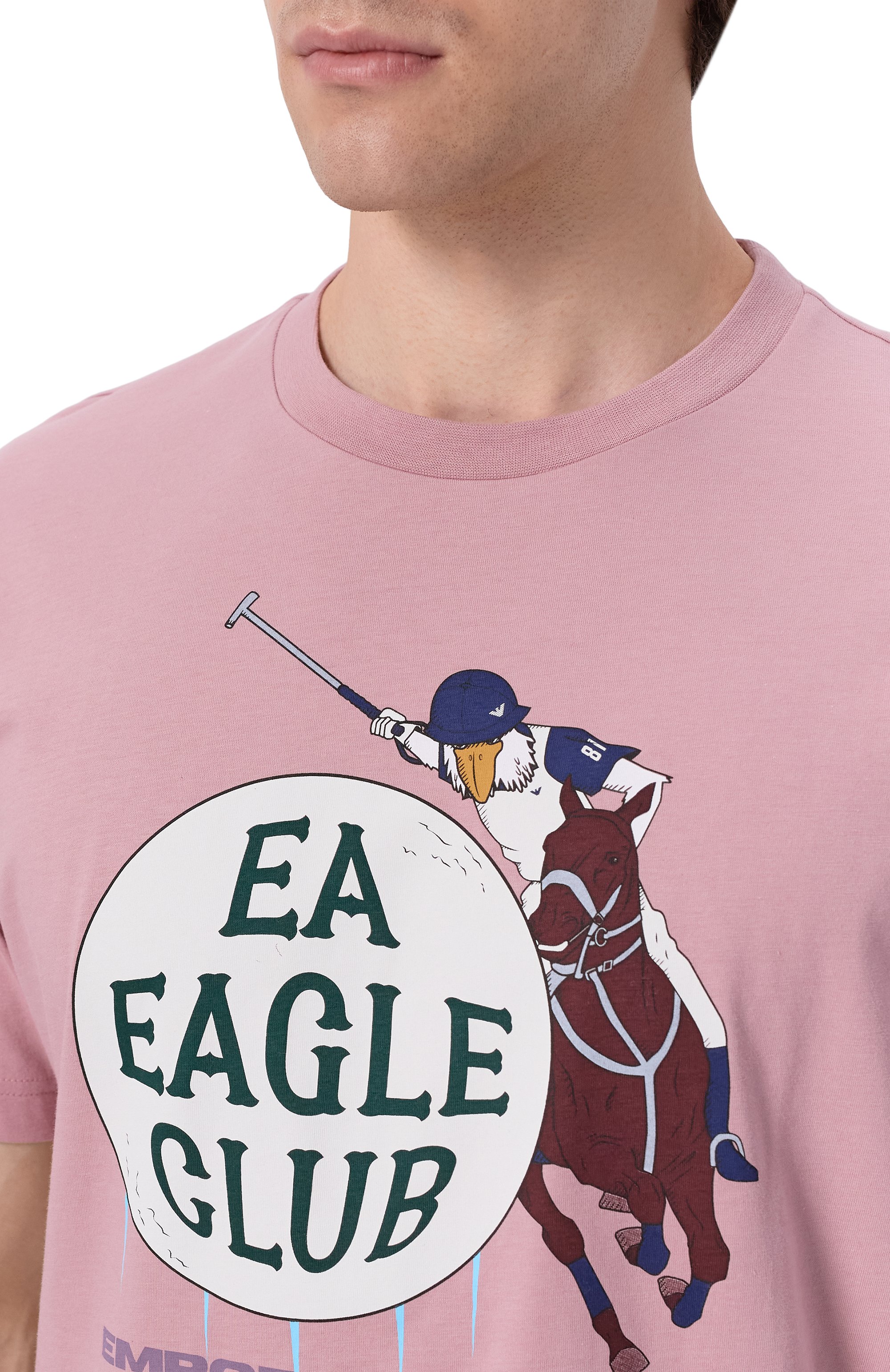 Хлопковая футболка EMPORIO ARMANI светло-розового цвета по цене 18750 руб., арт. EM001717/AF14836, фото 5 Хлопковая футболка EMPORIO ARMANI, арт. EM001717/AF14836, фото 5