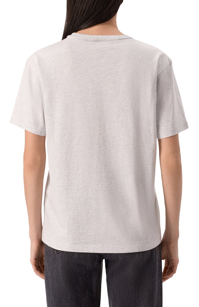 Женская хлопковая футболка ALEXANDERWANG.T серого цвета, арт. 4CC3241520 | Фото 4 (Длина (для топов): Стандартные; Рукава: Короткие; Материал внешний: Хлопок; Принт: Без принта; Стили: Кэжуэл; Женское Кросс-КТ: Футболка-одежда)