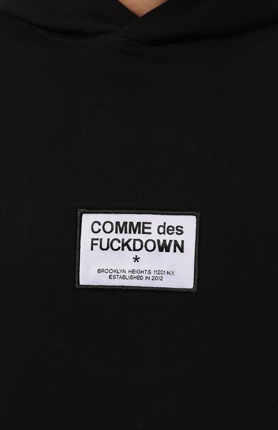 Хлопковое худи COMME DES FUCKDOWN черного цвета по цене 13250 руб., арт. CFABM01451, фото 5 Хлопковое худи COMME DES FUCKDOWN, арт. CFABM01451, фото 5