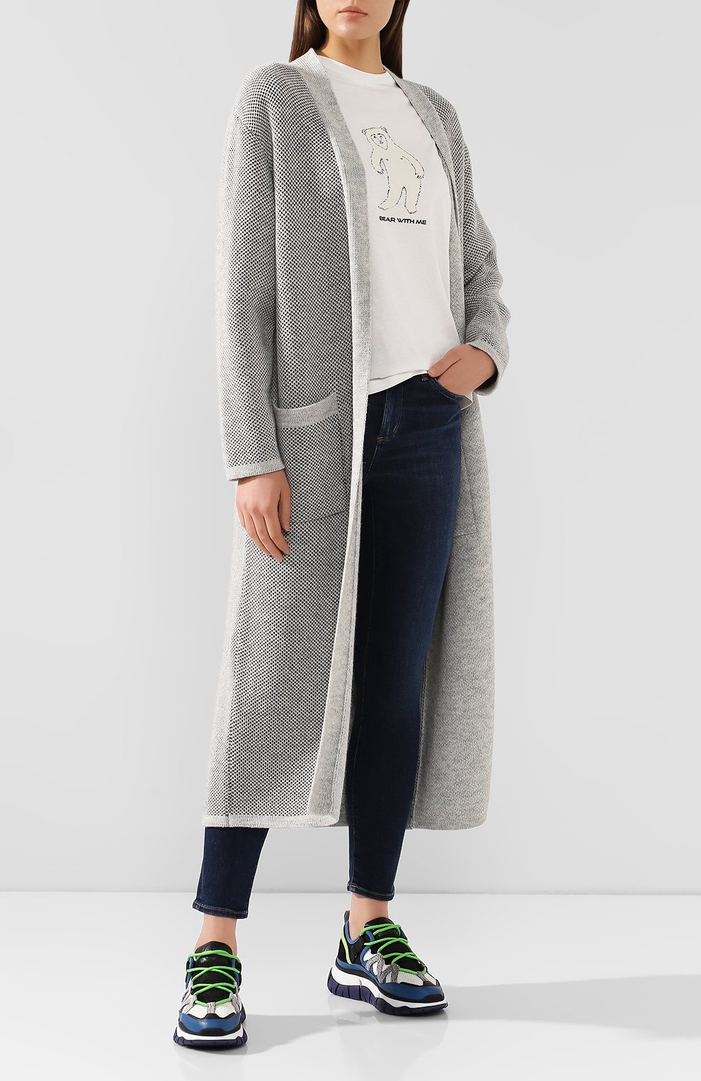 Кардиган SEVEN LAB серого цвета по цене 41580 руб., арт. KNL19-B1C white grey, фото 2 Кардиган SEVEN LAB, арт. KNL19-B1C white grey, фото 2