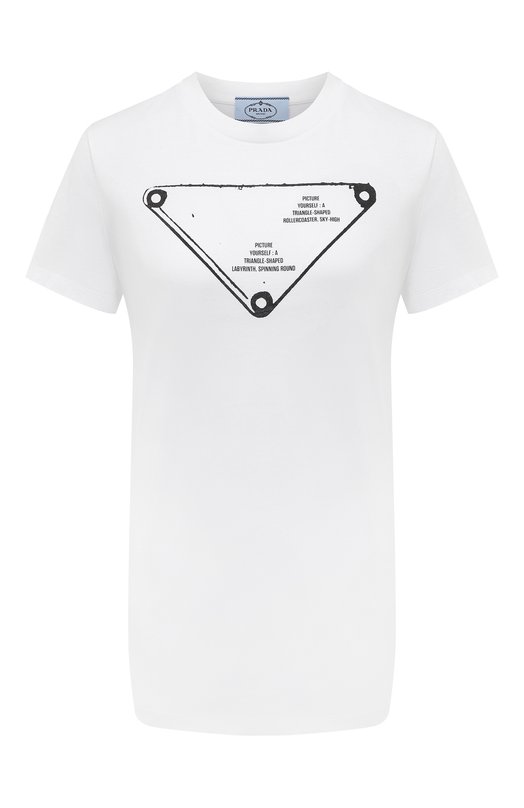 Хлопковая футболка Prada 3552AM-1YSN-F0009-211 Белый 3552AM-1YSN-F0009-211